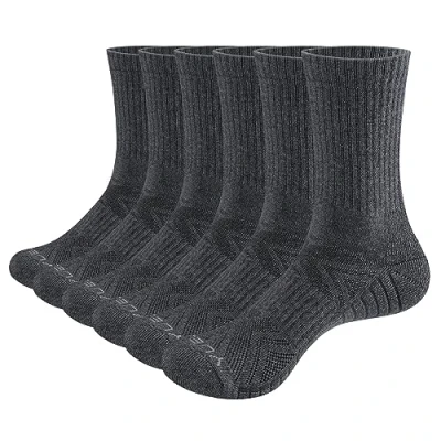 Image of YUEDGE 6 Pairs Cotton Cushion Crew Socks Workout Training Hiking Walking Athletic Sports Grey for Men and Women, Size 8 10/Women 9 12 UK