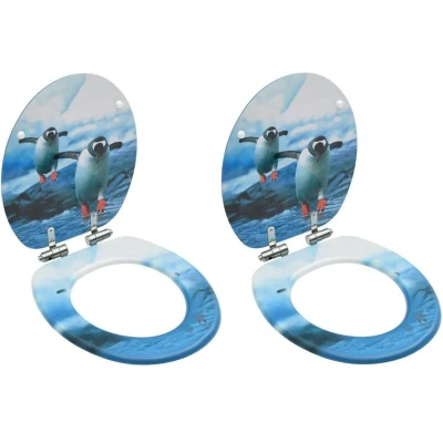 Image of vidaXL WC Toilet Seats with Soft Close Lid 2 pcs MDF Penguin Design
