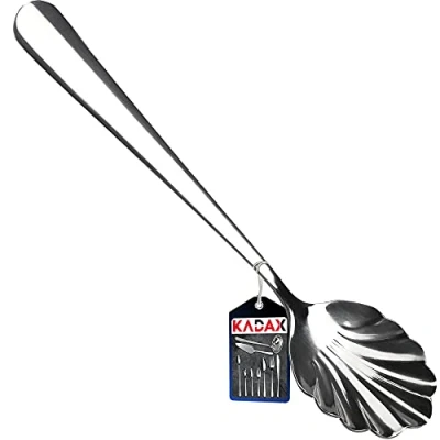 Image of KADAX Practical stainless steel sugar spoon, vintage spoon for bowl, coffee shell shape, mocha teaspoon, silver cake (L: 14 cm, silver)