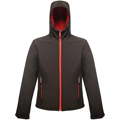 Image of Regatta Men&#039;s Arley II Hooded Softshell Plain Long Sleeve Jacket, Black (Black (Classic Red)), Small (Manufacturer Size:S)