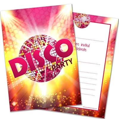 Image of Olivia Samuel 20 x Disco Party Invites from A6 Double Sided Cards with Envelopes
