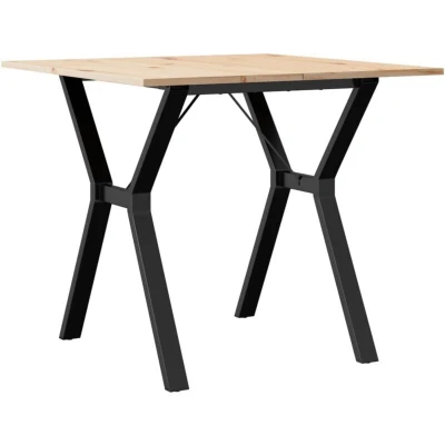 Image of vidaXL Dining Table Y Frame 90x90x75 cm Solid Wood Pine and Steel