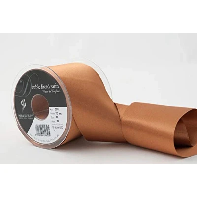 Image of Berisfords Double Faced Satin Ribbon, Sable, 70 mm Width, 20 metre Length