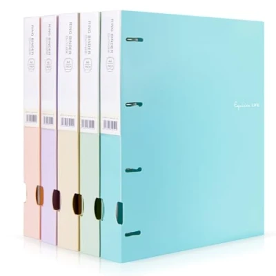 Image of Lychico 5 Pack Flexible A4 Pastel Ring Binders, 90mm Flexi Plastic Folders for School, Home &amp; The Office, Mix Color