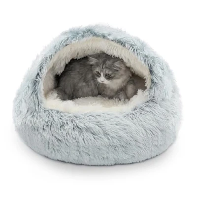Image of CATISM Cat Bed for Indoor Large Cave Dog Washable Non Slip Cats Igloo Pod Windproof Fluffy Nesting Pets(Grey, XL)