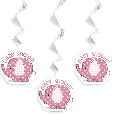 Image of Unique Party 41672 Hanging Pink Elephant Baby Shower Decorations, Pack of 3