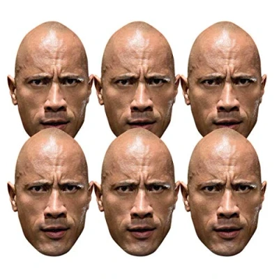 Image of STAR CUTOUTS SMP4155 THE Rock FACE SMP415 Dwayne Johnson WWE 6 Pack of Wrestling Masks Fun for Family, Friends and Fans, Solid, Large