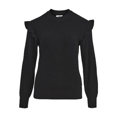 Image of Object Women&#039;s Objmalena L/S Ruffle Pullover Noos Sweater, Black, M