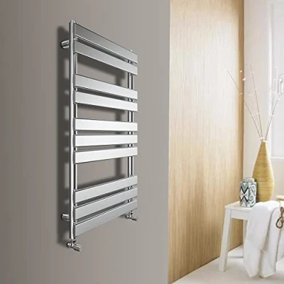 Image of Warmehaus Flat Panel Heated Towel Rail Bathroom Ladder Radiator Rad Central Heating Chrome 1000 x 450mm