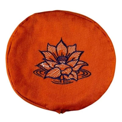 Image of Yoga Bolster Filled with Organic Buckwheat Hulls (Terracotta Orange Embroidered)