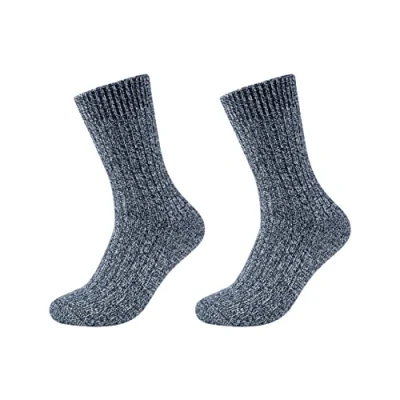 Image of Camano Crew Online Unisex Cozy Mouline Boot Socks 2p, Blue, 35