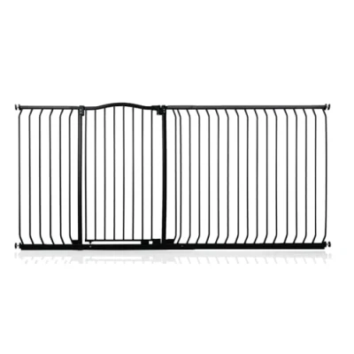 Image of Safetots Extra Tall Curved Top Safety Gate, 198cm 207cm, Matt Black, 100cm in Height, Pressure Fit Stair Baby Gate for Doors Hallways and Spaces, Barrier, Easy Installation