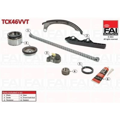 Image of 13028AX000, 13028AX001, 13028BX000 Timing chain Kit FAI AutoParts TCK46VVT with gears, gaskets/seals Simplex, Low noise NISSAN: MICRA 2
