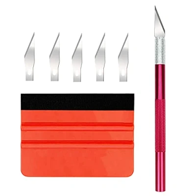 Image of Ewrap Car Wrap Vinyl Tools Window Tint Film Kit Includes Felt Edge Squeegee and Trim Tool, for Adhesive Vinyl, Film, Glass Decals, Contact Paper, Craft Work