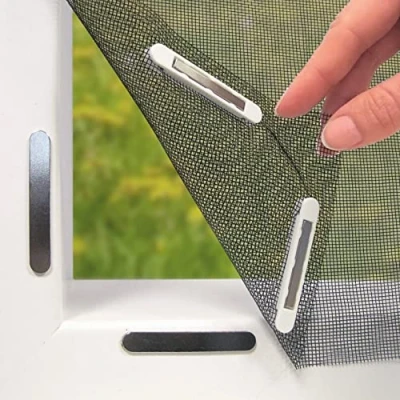 Image of Hoberg Window Fly Screen with Innovative Magnetic Fastening net can be Individually Cut to Size up 150 x 130 cm, no Drilling or screwing Attach Mosquito 16 Magnets [Black]