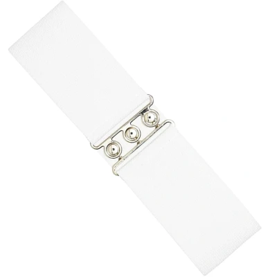 Image of 989Zé ENZO Womens Elasticated Stretch BELTS Wide Ladies Elastic Stretchy Belt for All Waist Sizes EZ 12 WHITE M