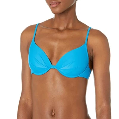 Image of Body Glove Women&#039;s Smoothies Greta Solid Molded Cup Push Up Underwire Bikini Top Swimsuit, Coastal, Medium