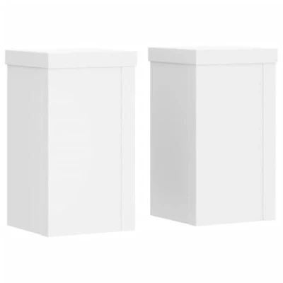 Image of vidaXL Plant Stands Patio Pot Flower 2 pcs White Engineered Wood 10x10x18 cm Garden/Indoor/Outdoor Planter Stand