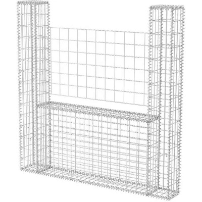 Image of vidaXL Gabion Basket, U Shape Design, Weather Resistant Galvanised Steel, 160x20x150 cm, Silver, for Garden Projects, High Load Capacity, DIY Setup, Mesh Grid Build