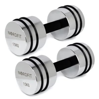 Image of Adjustable Steel Dumbbells Compact and Versatile Home Fitness Equipment 5kg 10kg Versions by NORDFIT ((2 x 15KG) Dumbbell Pair)