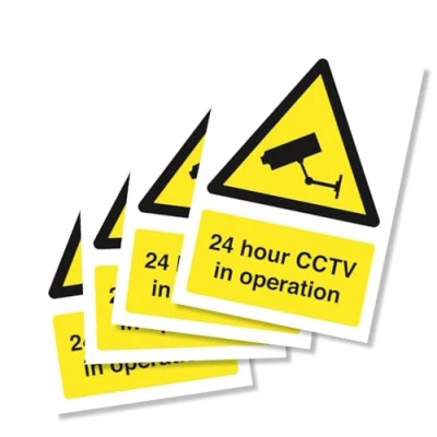 Image of CCTV in Operation Pack of 4 Safety Sign Security Camera Warning Triangle Closed Circuit TV A4 210mm x 297mm 3mm Foamex Outdoor or Indoor Use Punkcards