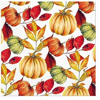 Image of 3 Ply Halloween Theme Decoupage Serviettes Tissue Paper Napkins 33cm x Pack of 20 (Pumpkin Pattern)
