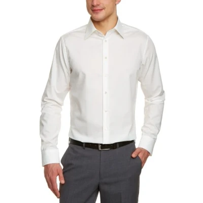Image of Seidensticker men&#039;s business shirt shaped fit non iron Kent collar long sleeve 100% cotton