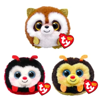 Image of TY Puffies Soft Plush Toy Multipack Izzy, Pickpocket, Zinger 4 Inch Collectible Cuddly Stuffed Beanie Baby Teddy