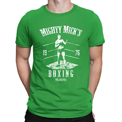 Image of Mighty Micks Boxing Gym Rocky Movie Inspired Mens T Shirt Green (2XL)