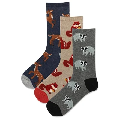 Image of Hot Sox Womens Fuzzy Badger Box Crew Socks 3 Pair, Assorted, 8 10 UK