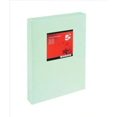 Image of 5 Star Coloured Copier Paper Multifunctional Ream Wrapped 80gsm A3 Light Green [500 Sheets]