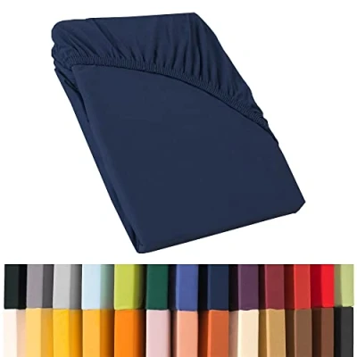 Image of CelinaTex Relax Box Spring Bed Water Fitted Sheet 180 x 200 220 cm Dark Blue Jersey Mako Cotton 160 g/m²