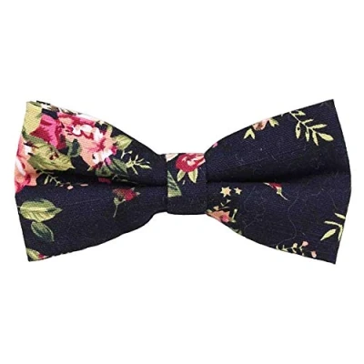 Image of Men&#039;s Luxury Cotton Pre tied and Fully Adjustable Bow Tie (Black Floral) suitable for formalwear, office, weddings, parties, grooms &amp; groomsmen outfits