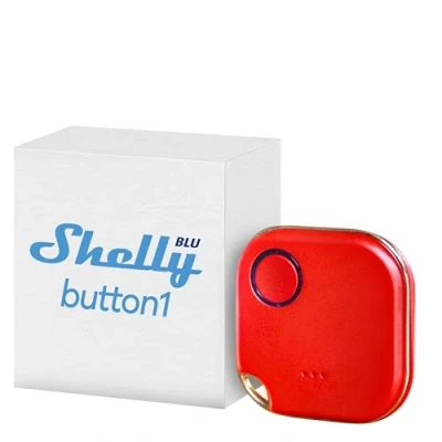 Image of Shelly BLU Button1 Red, Bluetooth Operated Action And Scene Activation Button, Home Automation, iOS Android App, No Hub Required, Long Battery Life, LED Indication, Broad range, Buzzer