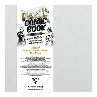 Image of Clairefontaine Ref 975198C Double Sided Manga &amp; Cartoon Layout Paper Book (32 Sheets) 22 x 22cm in Size, 220gsm Heavyweight Smooth Suitable for Use with Alcohol Markers