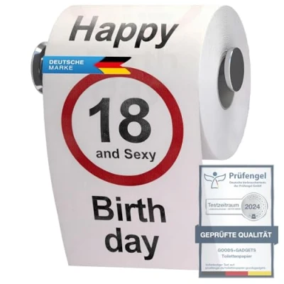 Image of GOODS+GADGETS Funny Birthday Toilet Paper Decoration Gift Item (18th birthday)