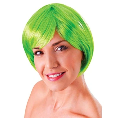 Image of Bristol Novelty BW865 Flirty Flick Wig for Women, Neon Green, One Size