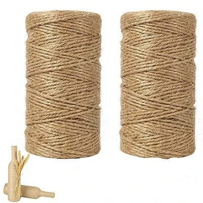 Image of 2 Roll Craft Cord Decorative String, Arts and Crafts Jute Rope, 2mm Twine, wear resistant 3 Ply Natural Twine for Floristry, Gifts, DIY Arts&amp;Crafts, Decoration, Bundling, Garden