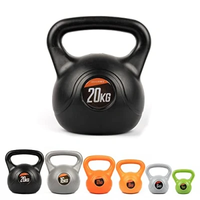 Image of Phoenix Fitness RY973 Vinyl Kettlebell Heavy Weight Kettle Bell for Strength and Cardio Training, Black, 20KG