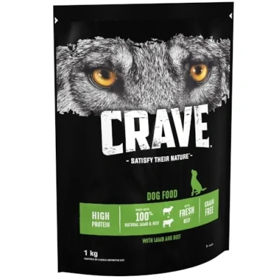 Image of Crave Dry Dog Food with Lamb and Beef High Protein Grain Free 1 kg (Pack of 4)