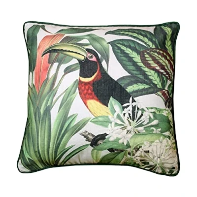 Image of Arthouse Tropical Toucan Cushion Green Pillow Scatter Polyester Filled