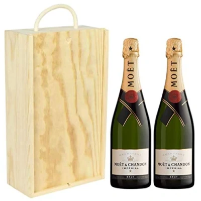 Image of Moet and Chandon Brut Imperial Pinot Noir in Wooden Box NV 75 cl (Case of 2) 12% abv