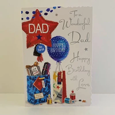 Image of Jonny Javelin Wonderful Dad Happy Birthday With Love Card Balloons Presents