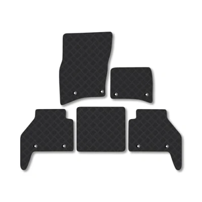 Image of Rubber Car Mats Compatible with Land Rover Defender 90 (2020 ) Tailored Fit Floor Set Accessory Black Custom 4 Pieces Clips Anti Slip Backing, Heavy Duty &amp; Waterproof