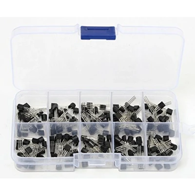 Image of DollaTek 200PCS 10value Triode Transistor Kit S8050 S8550 S9012 S9013 S9014 2N3904 2N3906 C1815 A1015 MJE13001 Assortment + Plastic Box