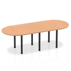 Image of Impulse 2400mm Boardroom Table Oak Top Black Post Leg