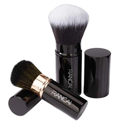 Image of Retractable Makeup Brush Telescopic Face Professional Powder Portable Blush Brushes for Applying Foundation, Powders and Mineral Cosmetics 2 Pieces (Black)