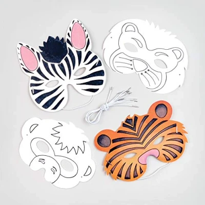 Image of Baker Ross E453 Animal Colour In Masks (Pack of 8), White, 1.0 cm*32.5 cm*20.0 cm