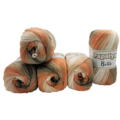 Image of Ilkadim Export 5 x 100 g Knitting Yarn Papatya Batik Multicoloured with Colour Gradient, 500 Wool Colourful, Gradient (Brown Beige Cream 554 30)