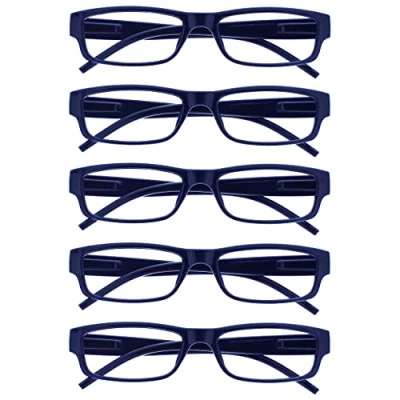 Image of OPULIZE The Reading Glasses Company Dark Blue Value 5 Pack Lightweight Mens Womens RRRRR32 3 +3.50